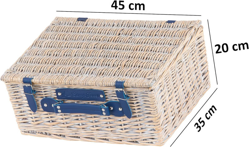 CampFeuer Picknickkorb 4 Personen mit Geschirr-Set | 21-teilig | Picknickkoffer, Weidenkorb mit Kuns