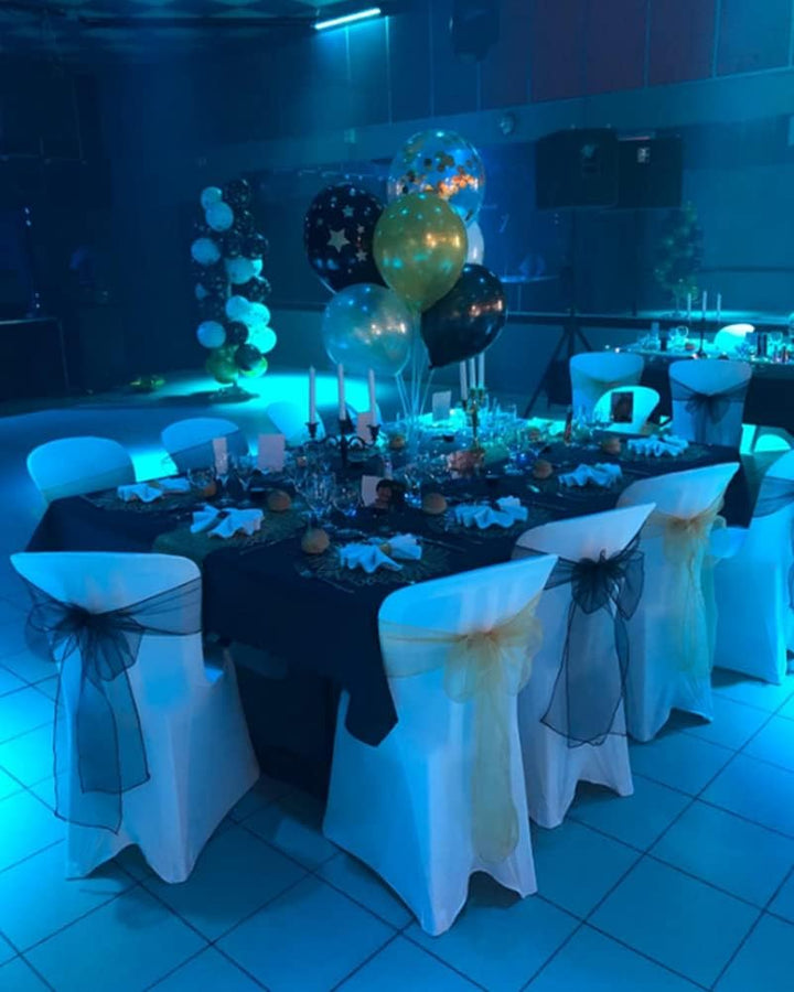 CNFQ Stuhlschleifen, Organza, für Taufe, Party, Dekoration, Hochzeit, Schwarz, 50 Stück, Schwarz