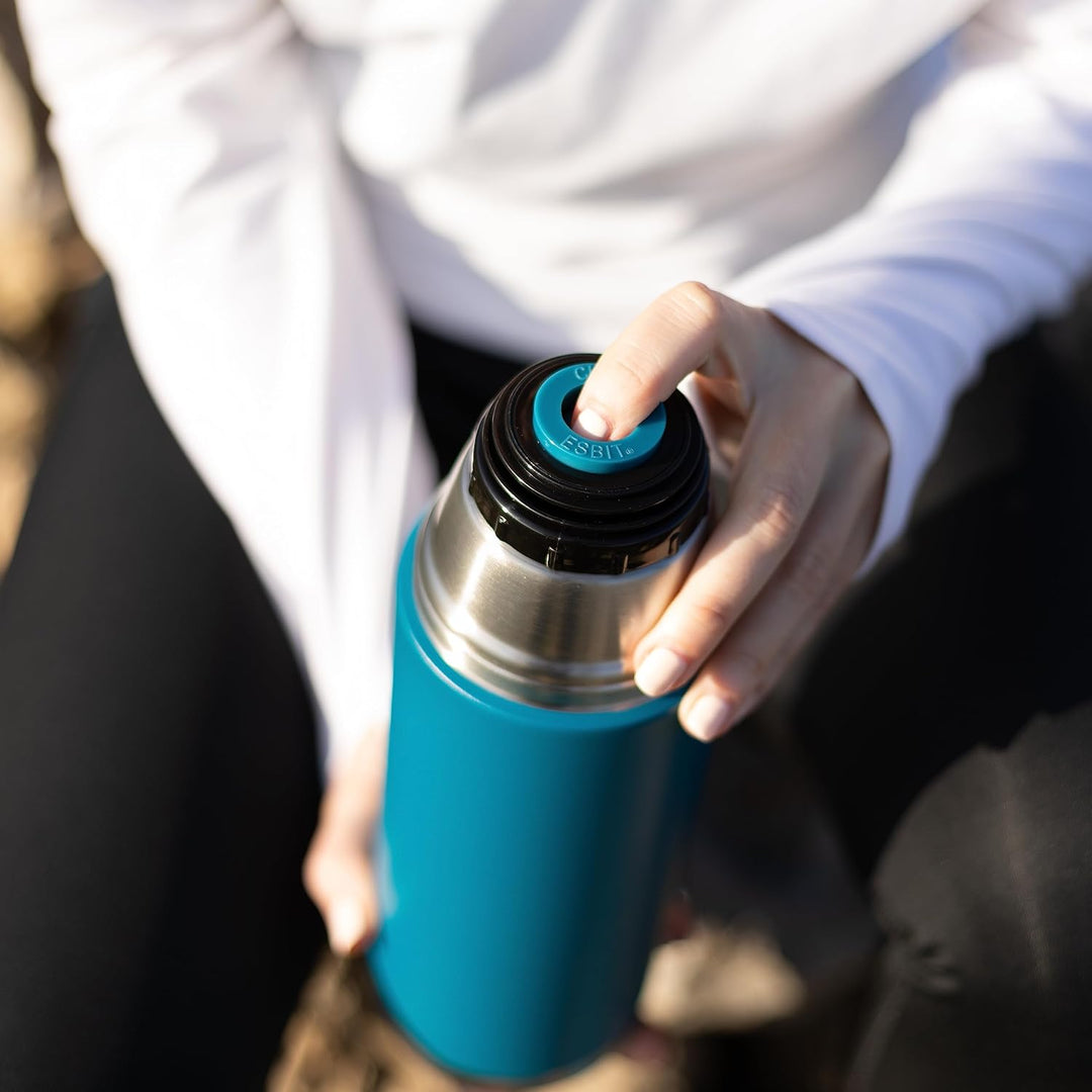 Esbit Edelstahl Isolierflasche Classic 1000 ml in Blau - für warme und kalte Getränke - Edelstahl Th