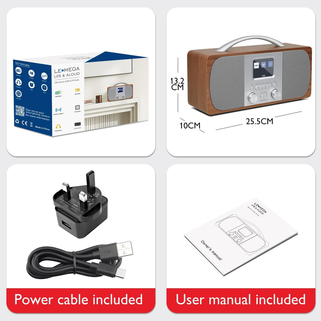 Tragbares DAB Radio | Digitalradios netz- und Batteriebetrieben | DAB Radiowecker | UKW-Radio,Blueto