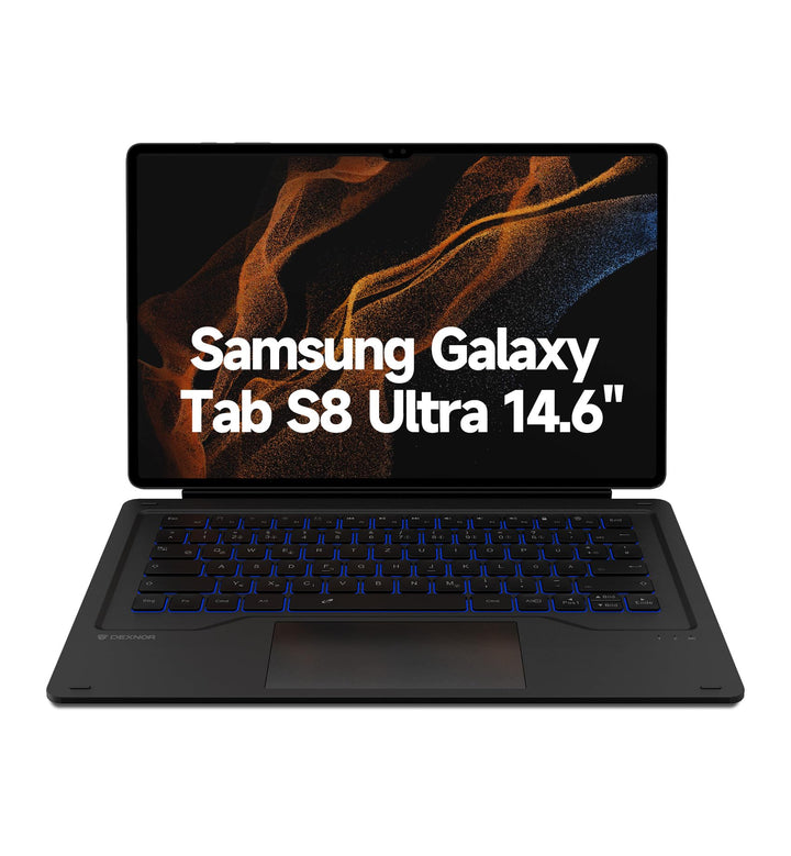 Dexnor Tastatur Hülle für Samsung Galaxy Tab S8 Ultra 14.6 Zoll, Book Cover Style Keyboard mit Track