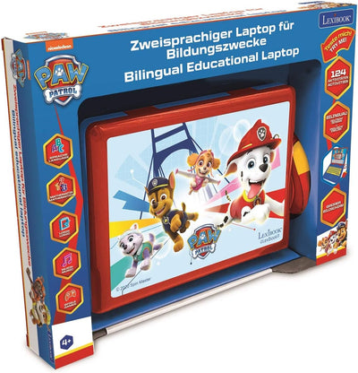 Lexibook, Paw Patrol, Lern- und zweisprachiger Laptop Deutsch/Englisch, Spielzeug für Kinder (Jungen