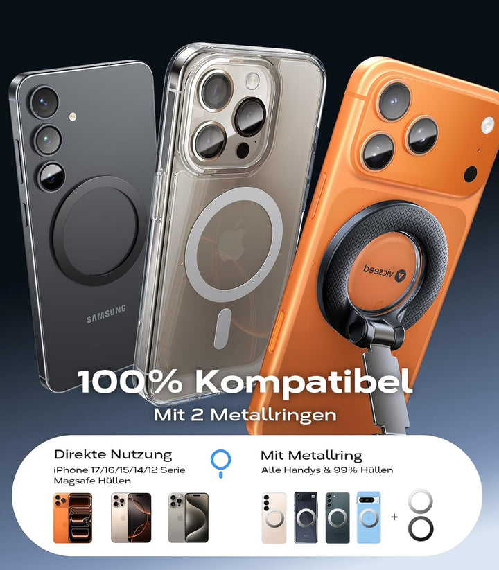 VICSEED Handyhalterung Auto Magnet für Magsafe Autohalterung [20XN55 Magnets & 20KG Vakuum Saugnapf]