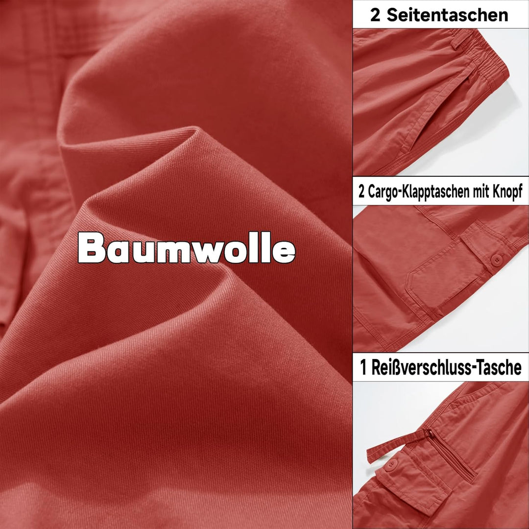 KEFITEVD 3/4 Hose Herren Cargo Shorts Männer Bermuda Shorts Multi Taschen Sommer Kurze Hose Baumwoll