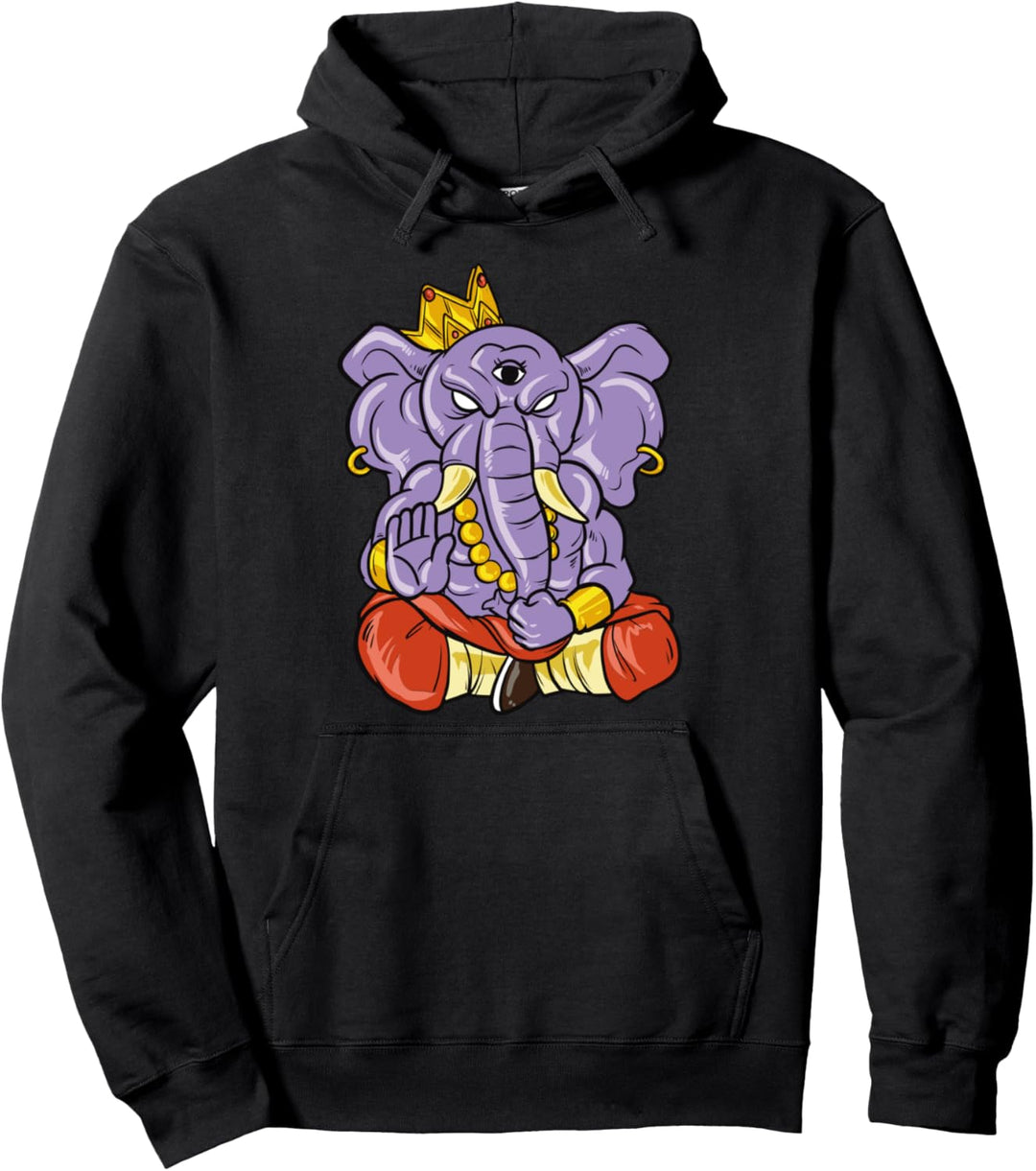 Yoga und Meditation Ganesh Elefant mit drei Augen Geschenk Pullover Hoodie