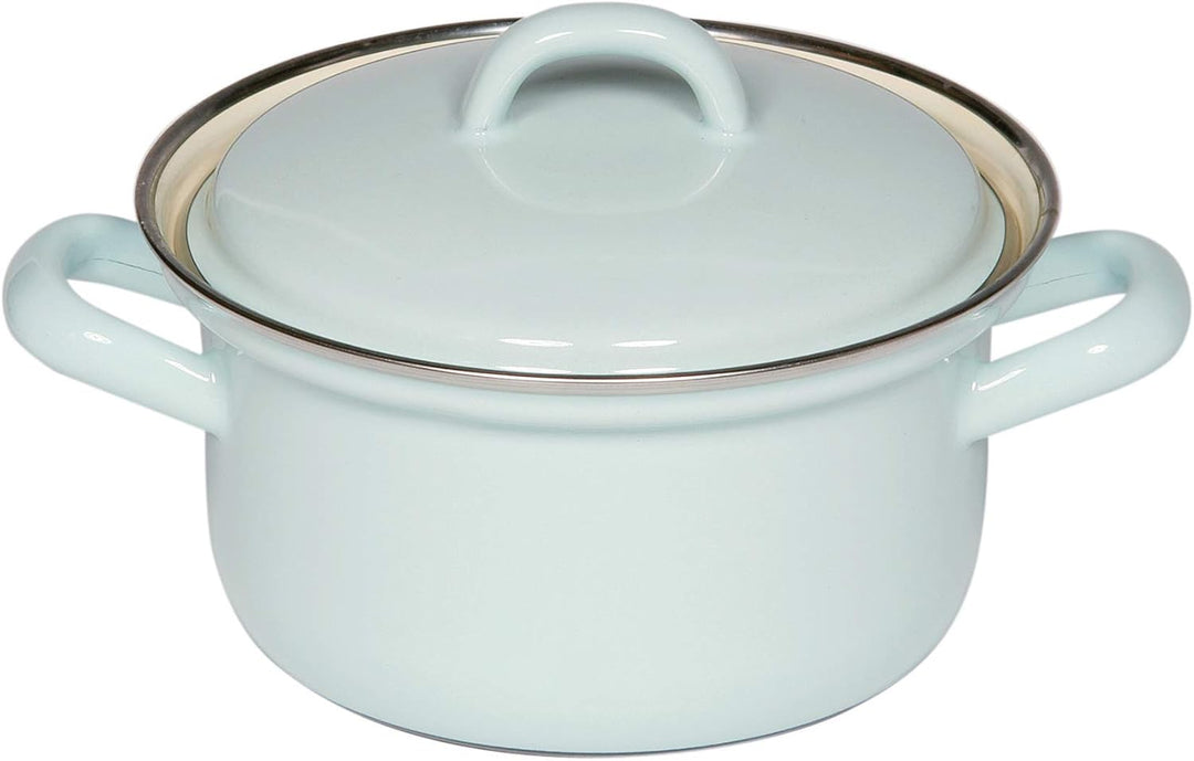 Riess, 0277-006, Kasserolle mit Chromrand Ø 14cm, BUNT PASTELL, Emaille, Vol. (rec.): 0,8 Liter, Mad