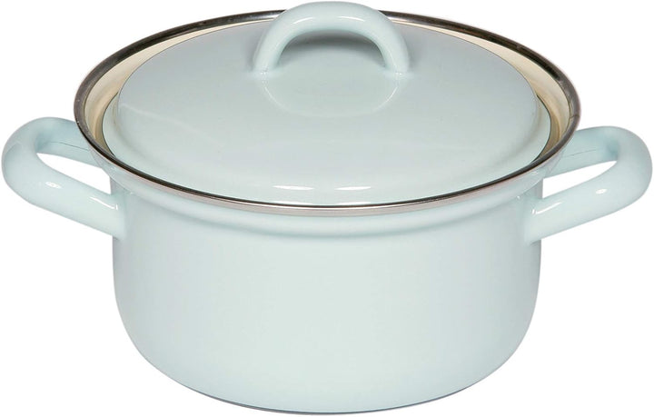 Riess, 0277-006, Kasserolle mit Chromrand Ø 14cm, BUNT PASTELL, Emaille, Vol. (rec.): 0,8 Liter, Mad