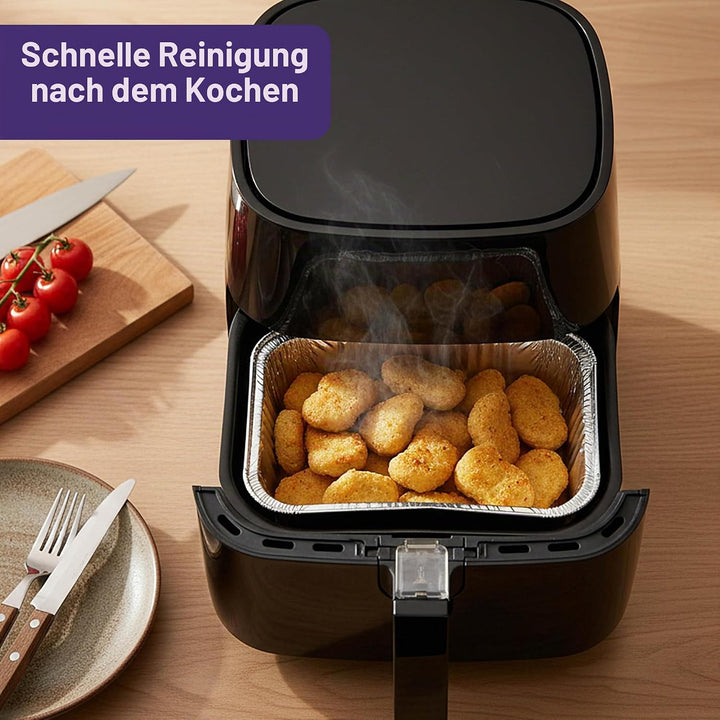 MATANA 25 Aluschalen mit Deckel – 22×17 cm (1200 ml), 4,2 cm tief | Schwerlast-Aluminium Backofen- &