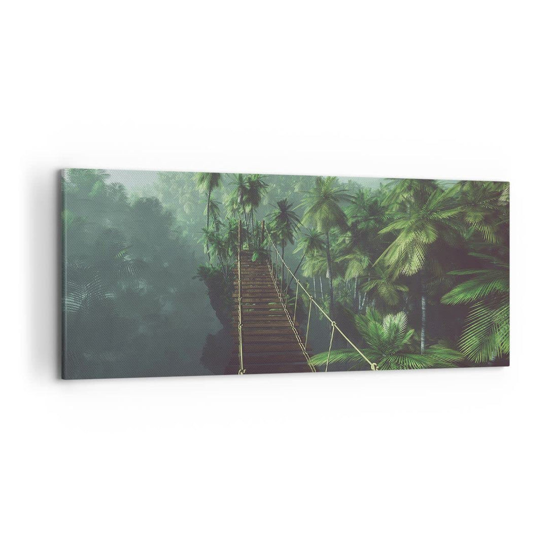 Wandbilder Dekoration Wohnzimmer Dschungel Palme Brücke Panorama Bilder auf Leinwand 120x50cm Leinwa