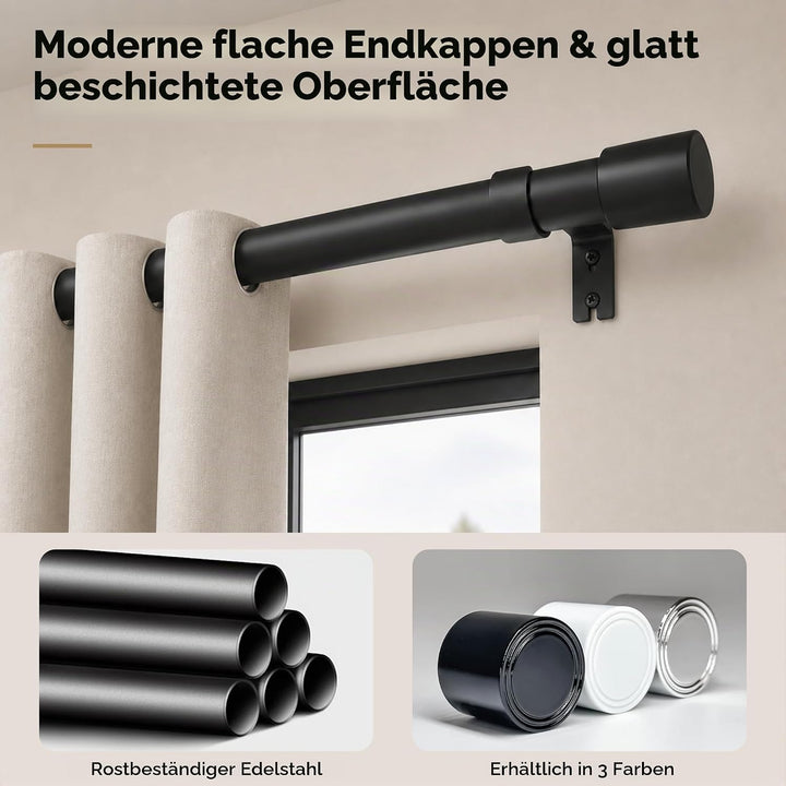 Vorhangstange Ausziehbar Gardinenstange 3m Curtain Rod aus Edelstahl Verstellbare Gardinen Stangen S