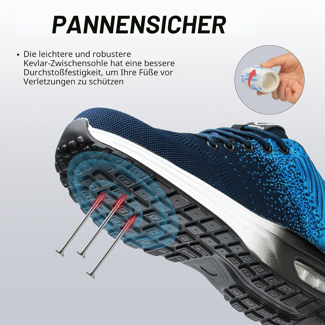 Sicherheitsschuhe Herren Arbeitsschuhe Damen Leicht Sportlich Arbeitsturnschuhe mit Stahlkappe rutsc
