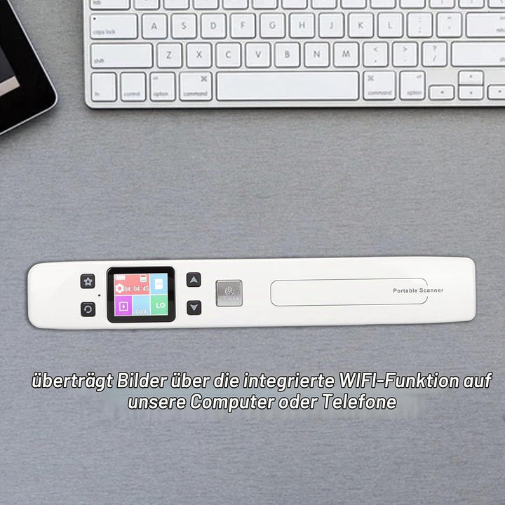 ciciglow Dokumentenscanner, 300 600 1050 DPI Tragbarer Handscanner Monochromatischer Farbmod-Belegsc