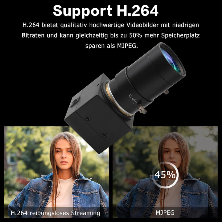 1080P Full HD Zoom USB Kamera, 0,01 Lux Mini Webcam mit geringer Beleuchtung, 5-50 mm 10x optisches