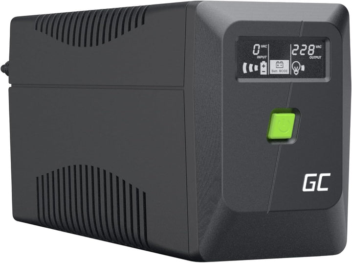Greencell UPS 850VA 480W PowerProof mit LCD-Display – Modifizierte Sinuswelle, Stromschutz für Gerät
