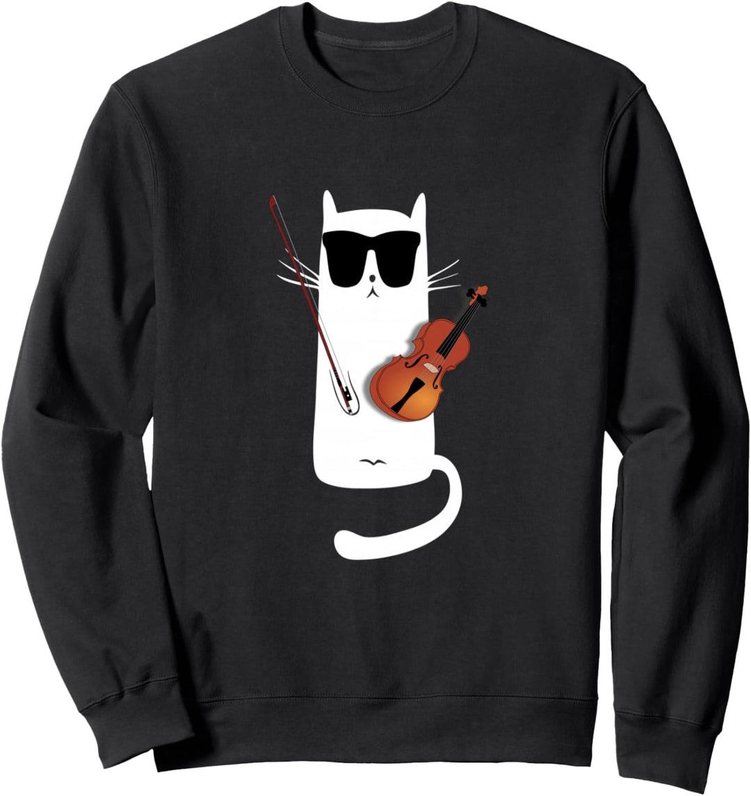 Lustige Katzen-tragende Sonnenbrillen Violine spielt Sweatshirt