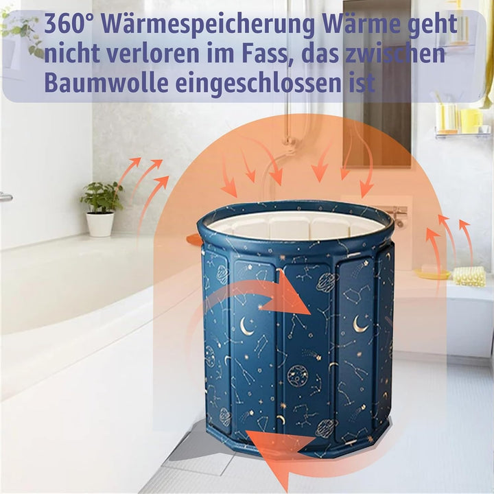 80×65 cm Faltbare Einweichbadewanne für Erwachsene, Mit Sitzkissen, Abflussrohr &amp; Aufbewahrungstasch