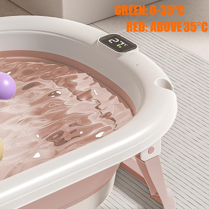 Babybadewanne mit digitalem Temperatursensor, faltbare Babybadewanne, ergonomische Halterung, schnel
