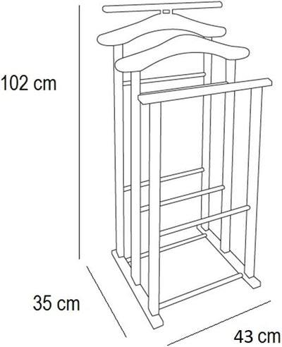 Arredamenti Italia Herrendiener für Schlafzimmer Maxi, Holz - 3fach-Träger - Farbe: Weiss AR-It il C