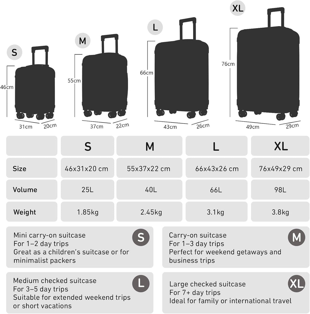 Trolley Koffer Suitcase, Reisekoffer, Rollkoffer Handgepäck, Hartschalenreisekoffer mit 4 Rollen 360