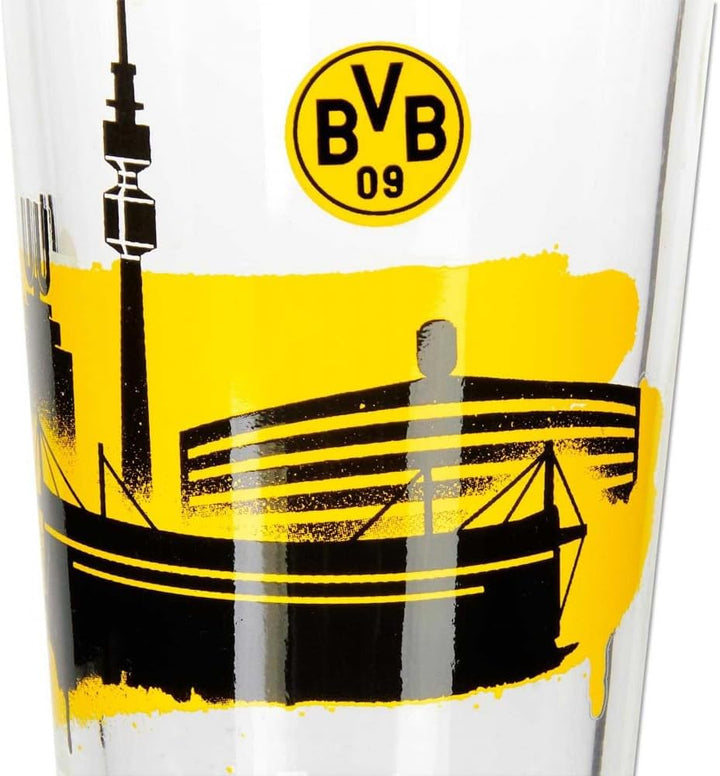 Borussia Dortmund Wasserglas/Glas Skyline 2er Set BVB 09 - Plus gratis Aufkleber Forever Dortmund