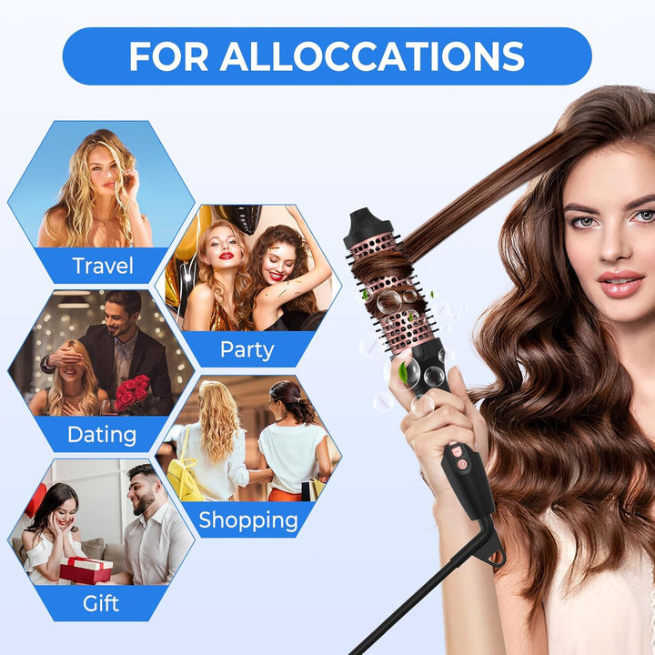 UKLISS Thermobürste 38mm, Thermal Brush 3 in 1, Pro Ionische Thermo Rundbürste mit LCD-Anzeige 120-2