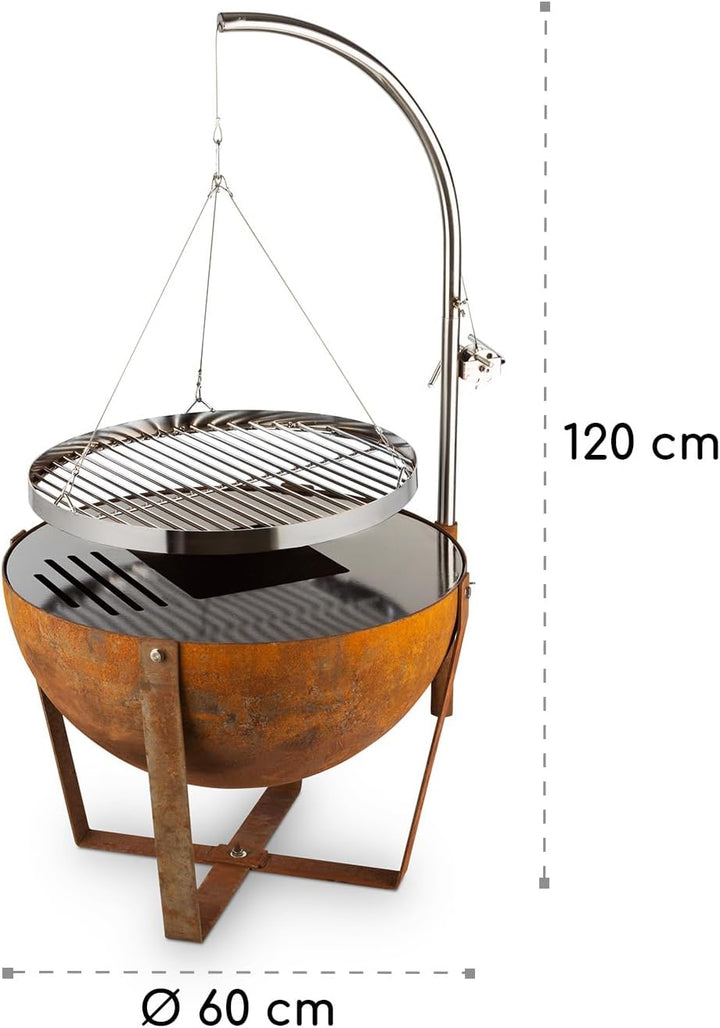 blumfeldt Fire Globe Feuerschale mit Grill, Grillring: Ø 59cm, Feuerschale: Ø 60cm, Grillrost: Ø 59c