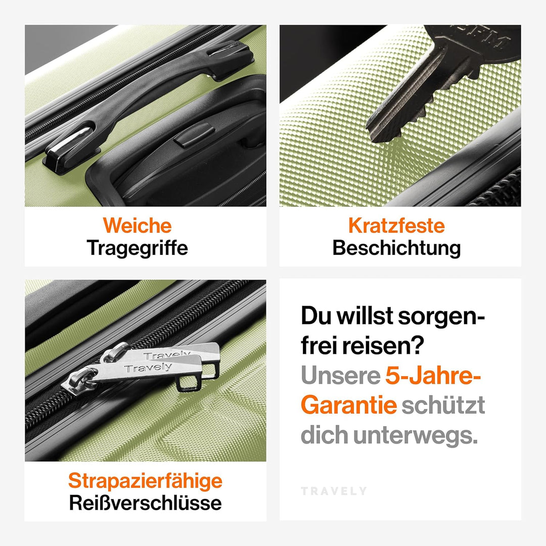 Travely Premium Koffer 24" Jede Menge Platz mit mehr als 75L Volumen, sehr robuster Hartschalen Koff