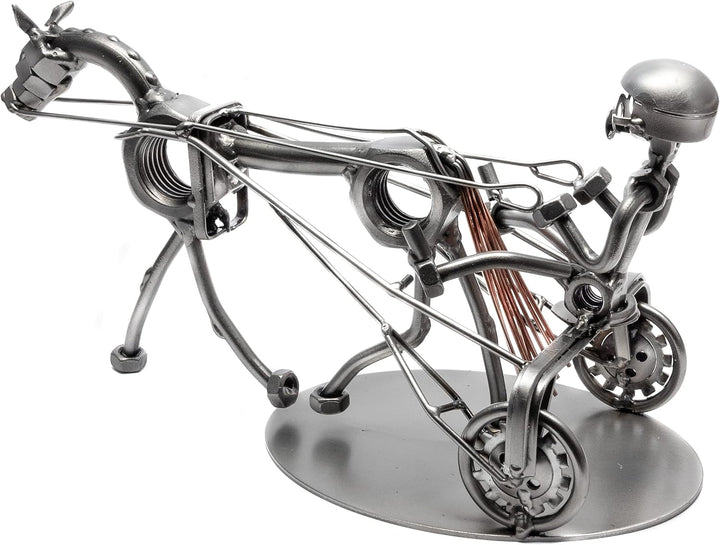STEEMO Schraubenmännchen Fahrer Sulky Pferde-Geschenk Metall-Deko 27x12x15 cm