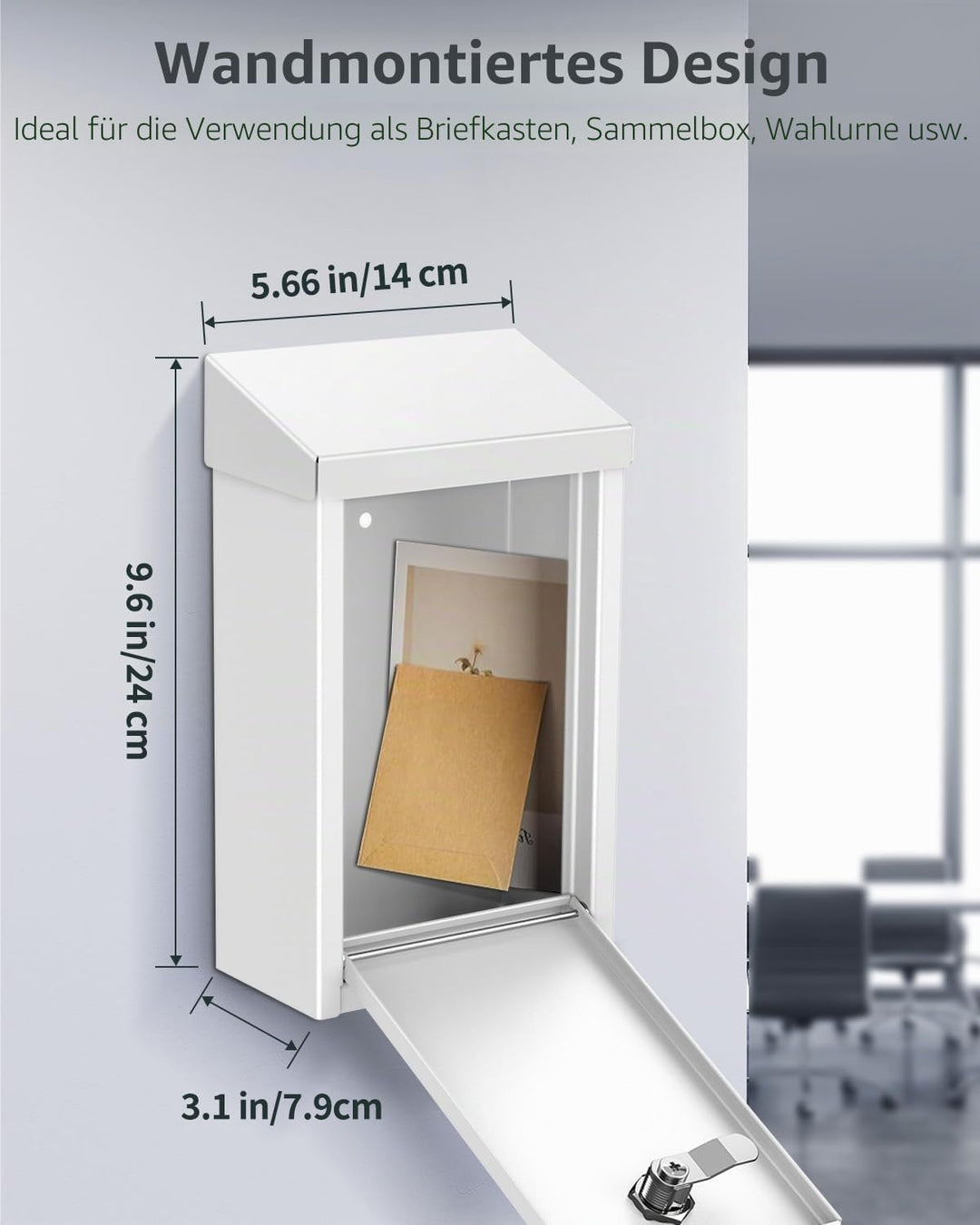 Uniclife Schlüsselkasten für den Aussenbereich, Spendenbox aus Metall in weiss mit Schlüsselschloss,
