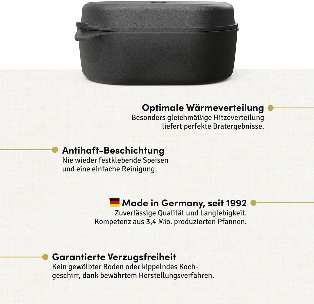 Hoffmann Aluguss Bräter Gross 2in1 Induktion Multi 41 x 28 cm I Made in Germany I Schmortopf Indukti