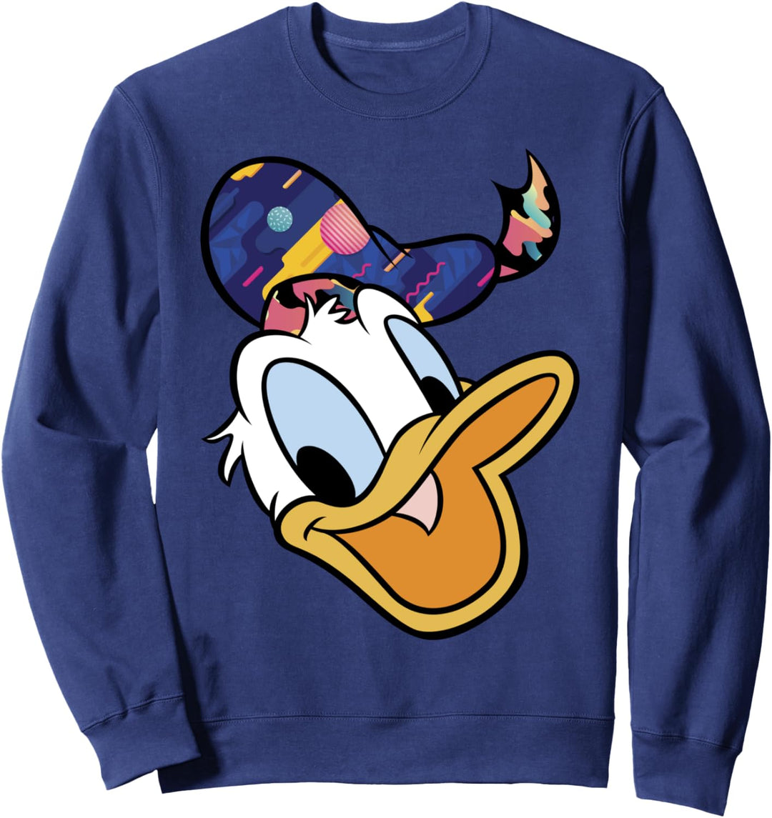 Disney Mickey And Friends Donald Duck Patterned Hat Sweatshirt