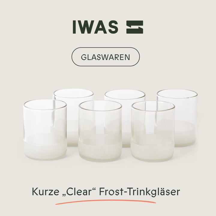 IWAS Upcycling-Trinkgläser, transparent, 250 ml, 6 Stück