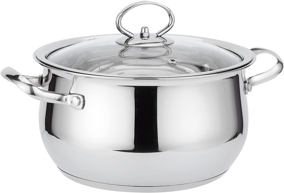 Kochtopf Induktion 24 cm - Edelstahl - 4,3L - Topf mit Deckel- Für alle Herdarten - Ofenfest - Ofenf