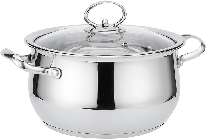 Kochtopf Induktion 24 cm - Edelstahl - 4,3L - Topf mit Deckel- Für alle Herdarten - Ofenfest - Ofenf