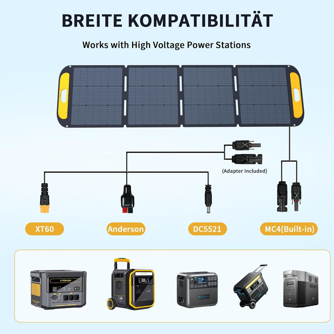 VTOMAN VS220 Pro tragbares Solarpanel 220W 48V, 23% Effizienz, faltbares Solarpanel mit IP67 wasserd