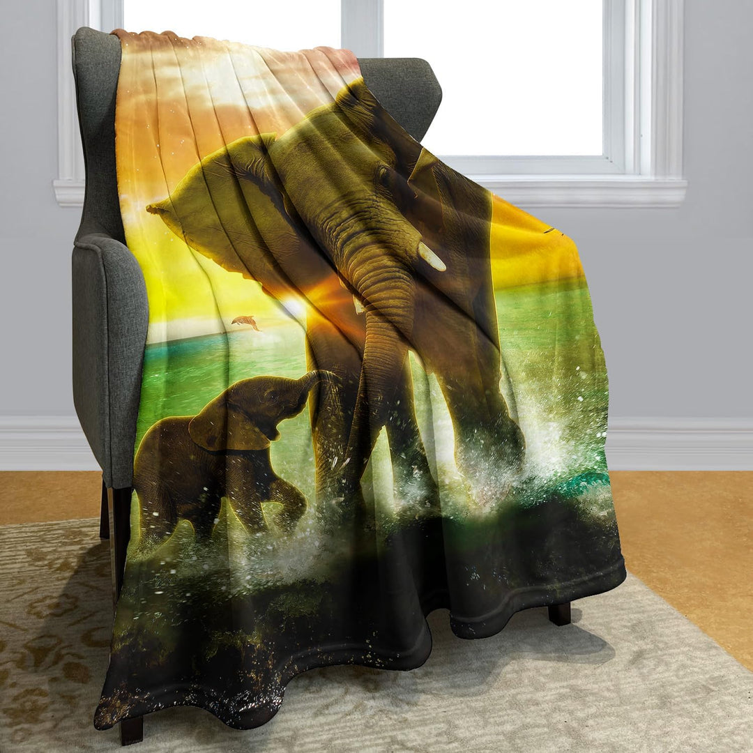 YISUMEI - 150 x 200 cm Decke - Elefant Zeichnung Fleecedecke,Kaschmir-Gefühl Kuscheldecke Geeignet f
