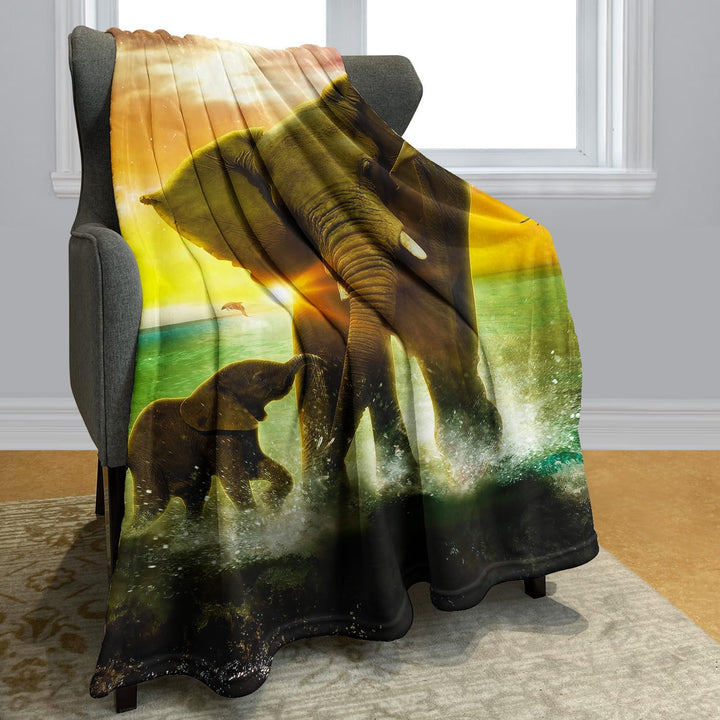 YISUMEI - 150 x 200 cm Decke - Elefant Zeichnung Fleecedecke,Kaschmir-Gefühl Kuscheldecke Geeignet f