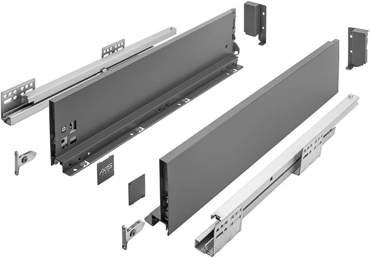 GTV Schubladenschienen AXIS PRO I Schubladenauszüge mit Vollauszug I Anthrazit I Belastbarkeit bis 4