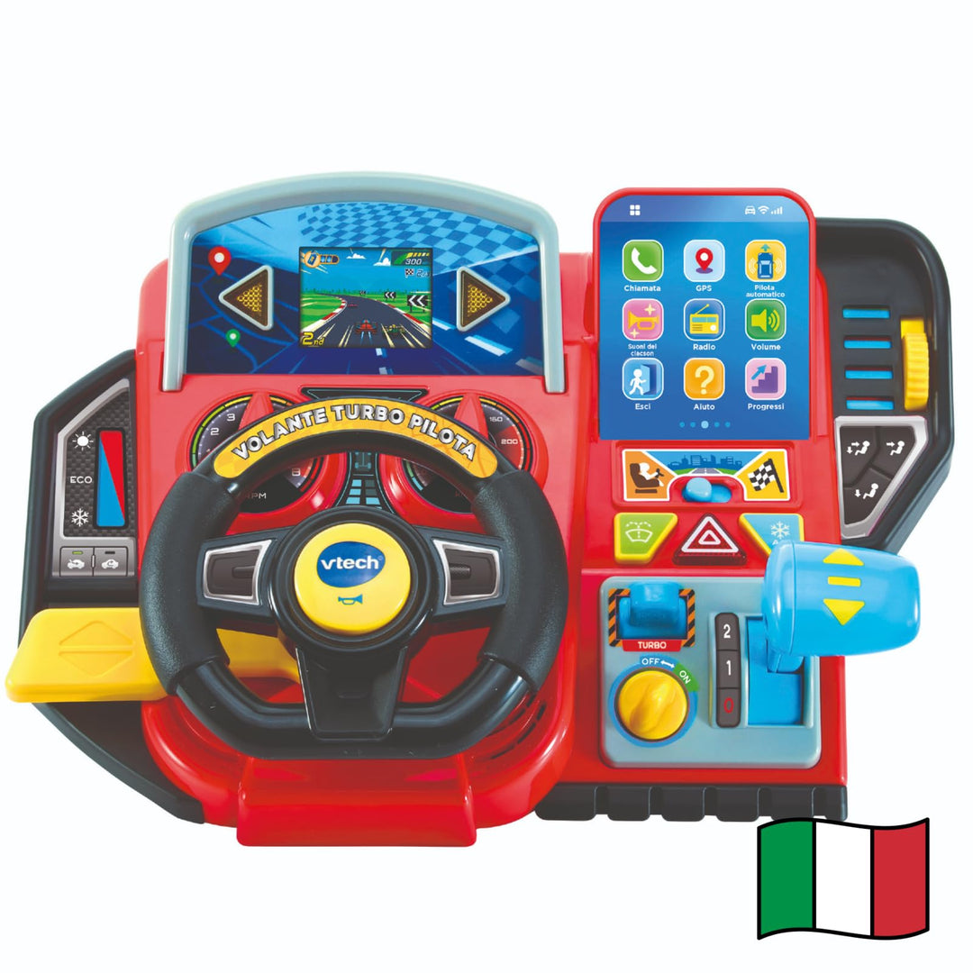 VTech Turbo Pilot-Lenkrad, Lenkrad für Kinder mit interaktivem Armaturenbrett, über 20 Lernspiele un