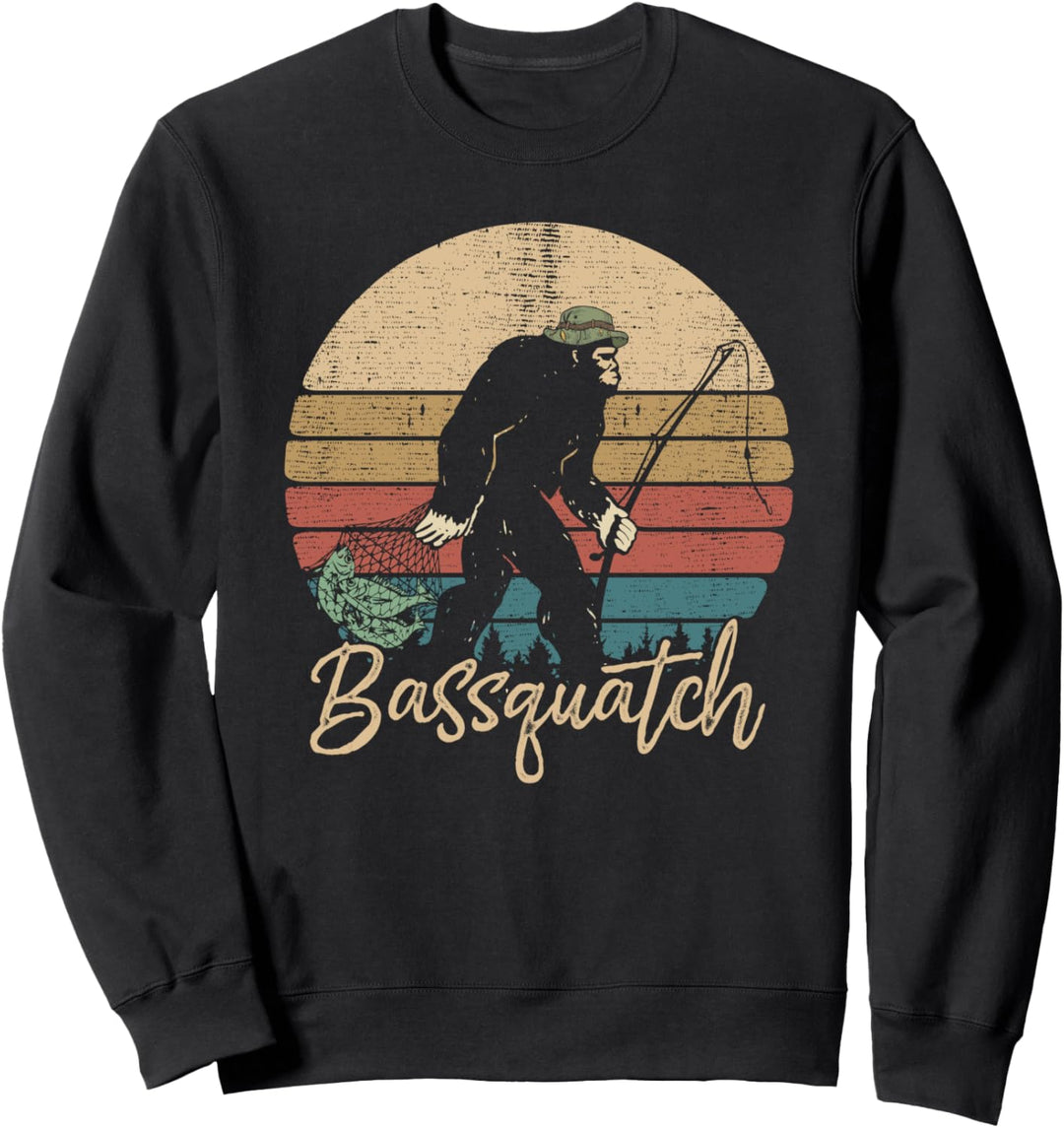 Vintage Bassquatch Fishing Pun Bigfoot Fisherman Funny Lover Sweatshirt