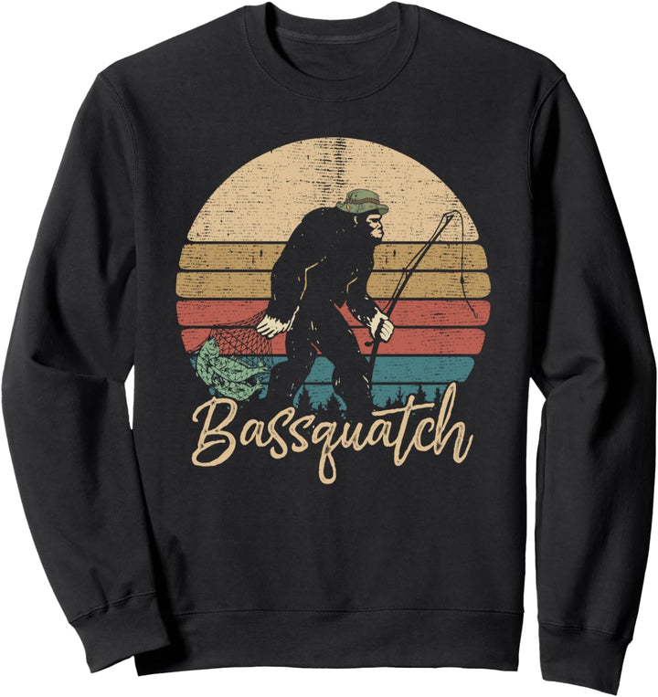 Vintage Bassquatch Fishing Pun Bigfoot Fisherman Funny Lover Sweatshirt