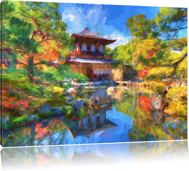Pixxprint Ginkaku-ji-Tempel in Kyoto Kunst als Leinwandbild/Grösse: 100x70 / Wandbild/Kunstdruck/fer
