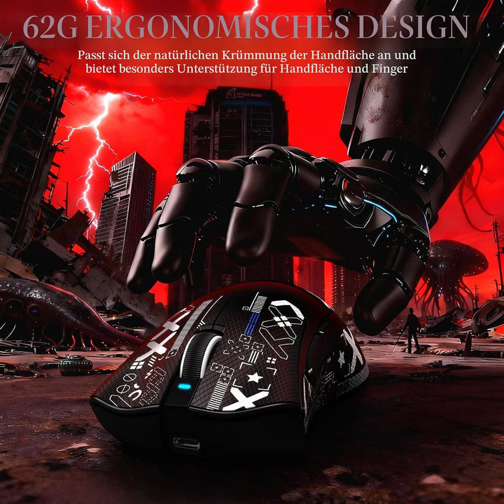 MAMBASNAKE x Attack Shark V3PRO Kabellose Gaming-Maus mit Magnetischer Ladestation,PAW3311-Sensor, B