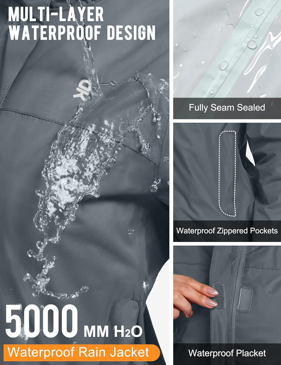 Little Donkey Andy Damen wasserdichte Regenjacke Leichte atmungsaktivem Regenjacke für Outdoor-Windb