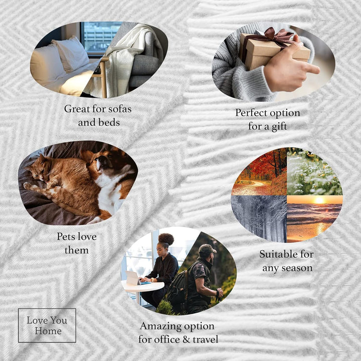 LYHome Merino Decke - Kuscheldecke Tagesdecke Sofa Wolldecke, Blanket Überwurfdecke Sofadecke Wohnde