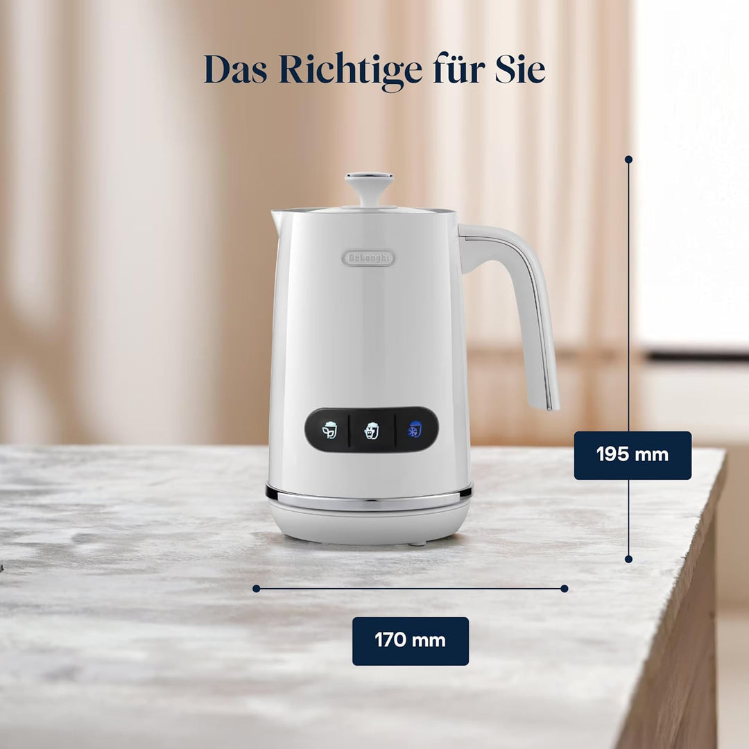 De'Longhi Elektrischer Milchaufschäumer LatteMix EMF3.W, für heisse & kalte Milch & pflanzlichen Alt
