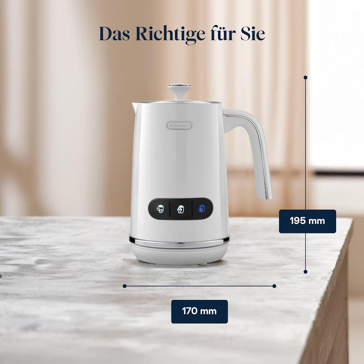 De'Longhi Elektrischer Milchaufschäumer LatteMix EMF3.W, für heisse & kalte Milch & pflanzlichen Alt