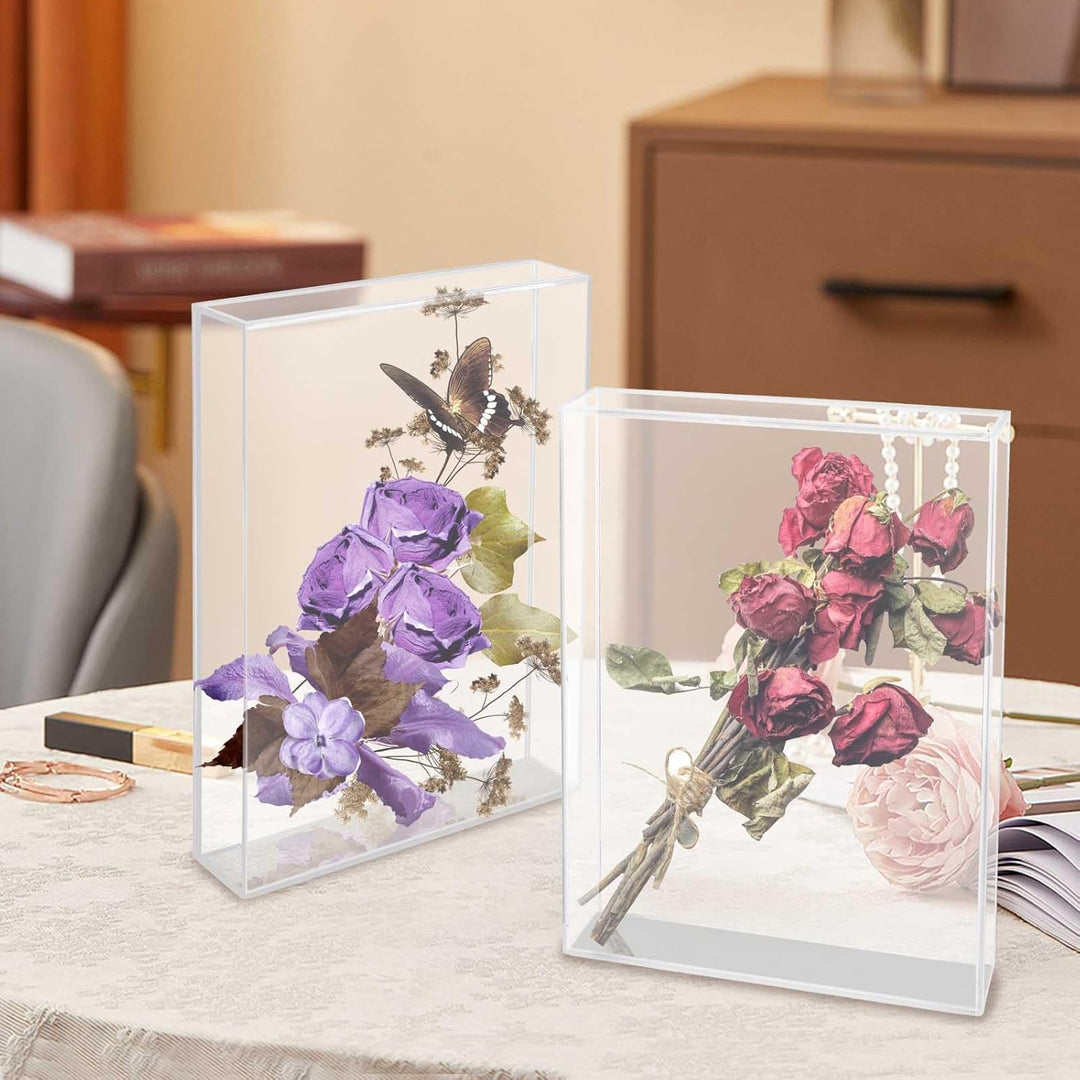 2er 3D Bilderrahmen Aus Acryl,3D Bilderrahmen Tiefer Objektrahmen, Transparenter Acryl-Fotorahmen fü
