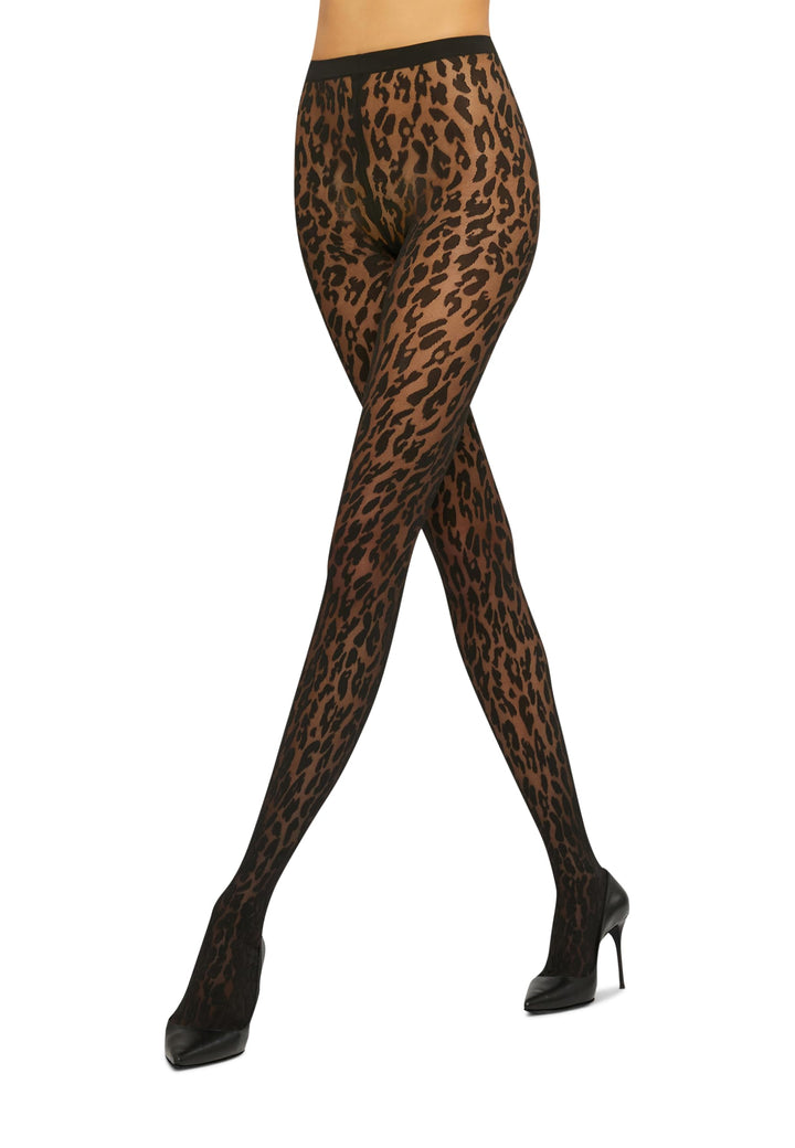 Wolford Damen Gemusterte Strumpfhose Josey Tights,20 DEN XS black/black, XS black/black