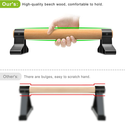 SELEWARE Liegestützgriffe mit ergonomischem Holz Griff und hochbelastbarem Stahl - Rutschfeste Push-